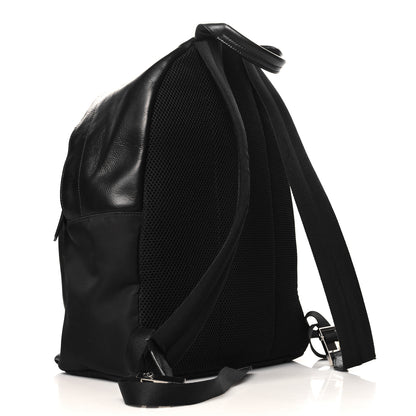 Fendi Nylon Vitello Liberty Vitello Dolce Monster Eyes Rounded Backpack Black Sunflower 3 of 11