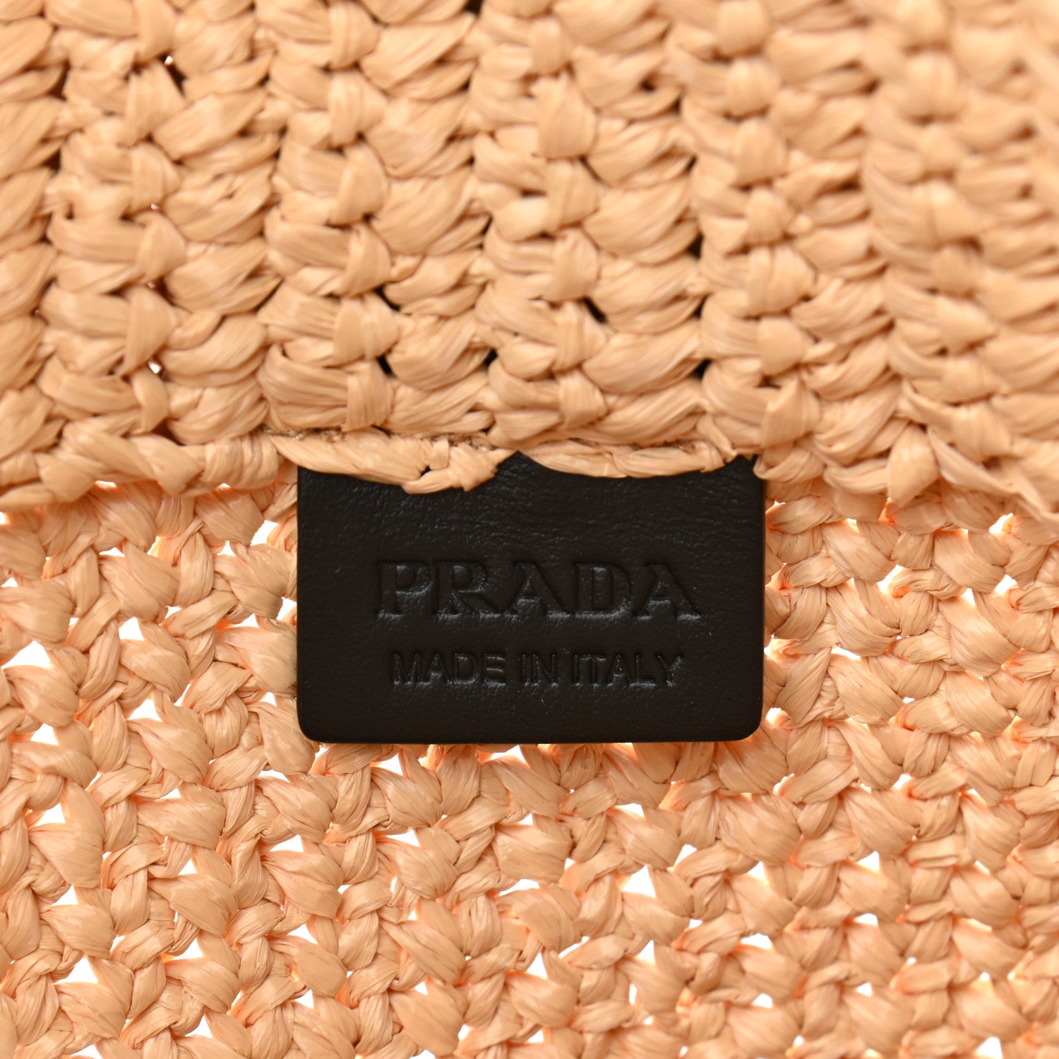 Prada Yarn Raffia Effect Crochet Embroidered Logo Tote Naturale 5 of 8