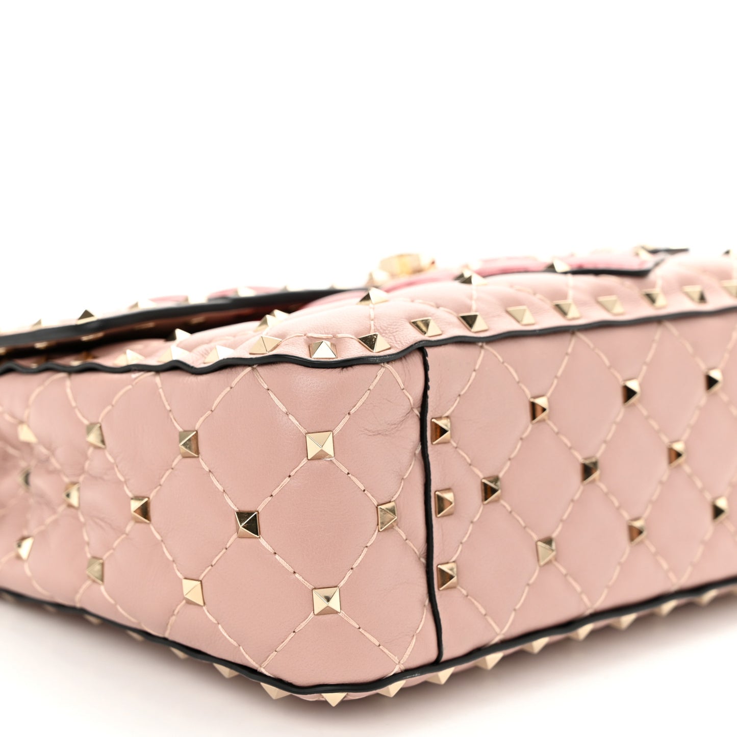Nappa Quilted Heart Medium Rockstud Spike Shoulder Bag Poudre