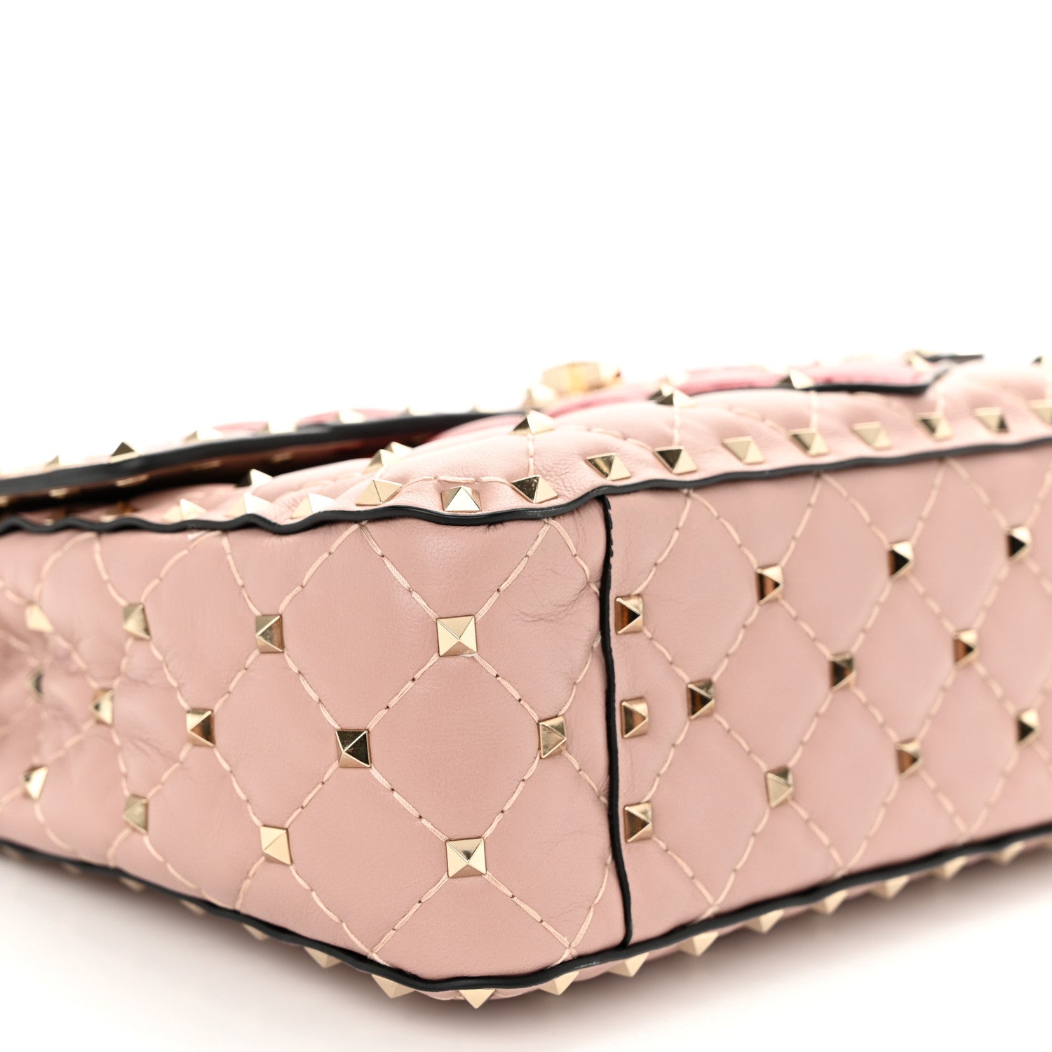 Valentino Garavani Nappa Quilted Heart Medium Rockstud Spike Shoulder Bag Poudre 8 of 9