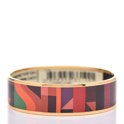 Hermes Enamel Printed Wide Perspective Cavaliere Bracelet 65 Cacao 3 of 5