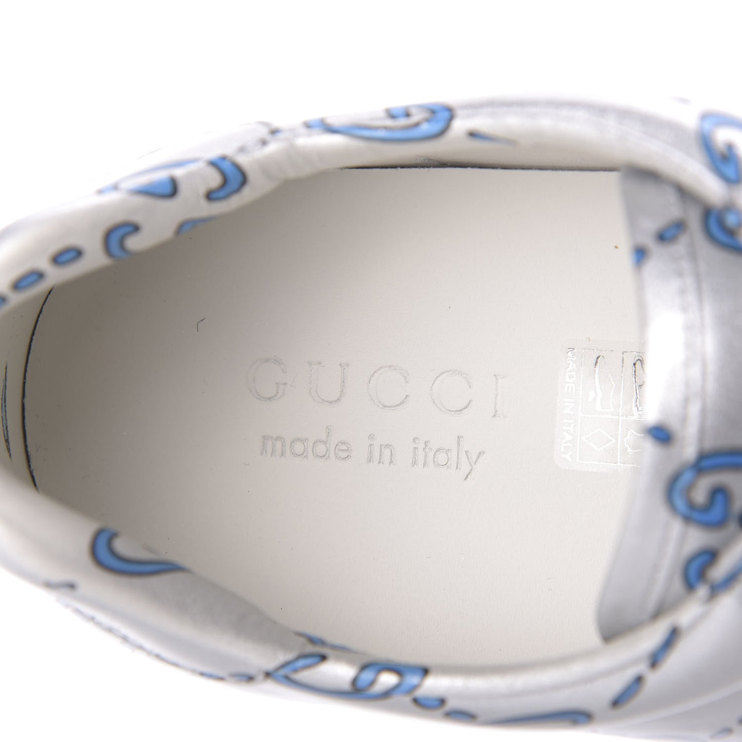Miro Rubber Wax GucciGhost Print Mens New Ace Sneakers 10 Silver