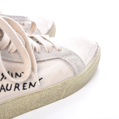 Saint Laurent Distressed Canvas Womens Classic Court High Top Sneakers 36 Milk Panna 10 of 11