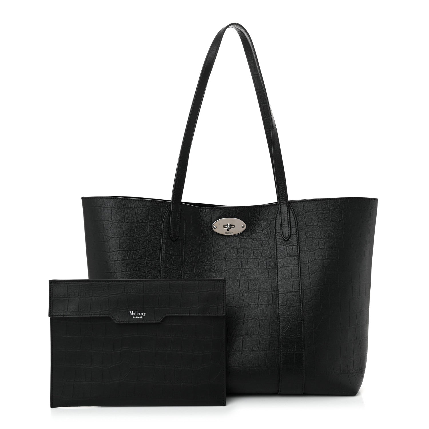 Mulberry Crocodile Embossed Bayswater Tote Black 3 of 10