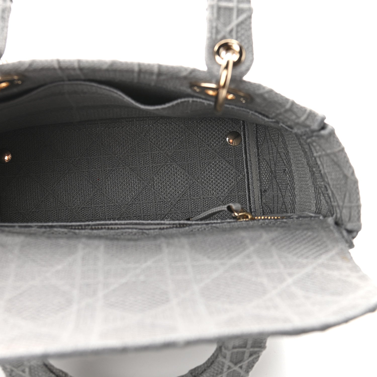 Christian Dior Canvas Embroidered Cannage Medium Lady D-Lite Gray 4 of 7