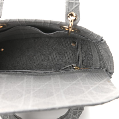 Christian Dior Canvas Embroidered Cannage Medium Lady D-Lite Gray 4 of 7