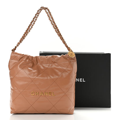 Chanel Shiny Calfskin Quilted Small Chanel 22 Camel 12 of 12