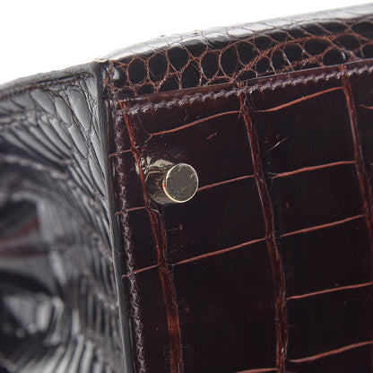 Hermes Shiny Porosus Crocodile Kelly Sellier 35 Havane 9 of 37