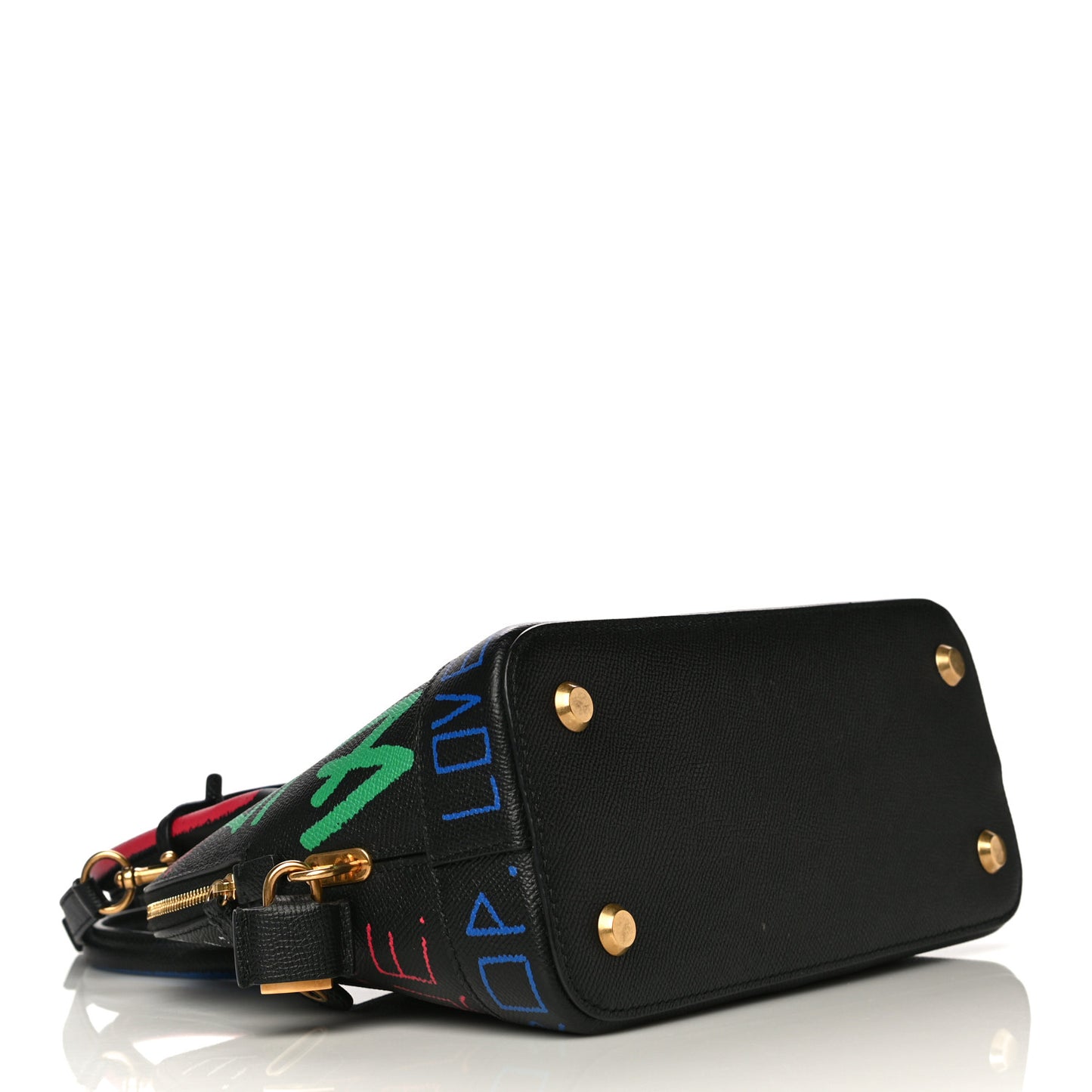 Signature Grained Calfskin Graffiti S Ville Top Handle Bag Black Multicolor