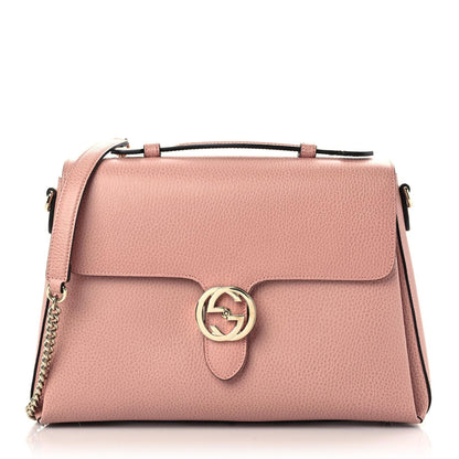 Gucci Dollar Calfskin Medium Interlocking G Top Handle Shoulder Bag Soft Pink 1 of 15
