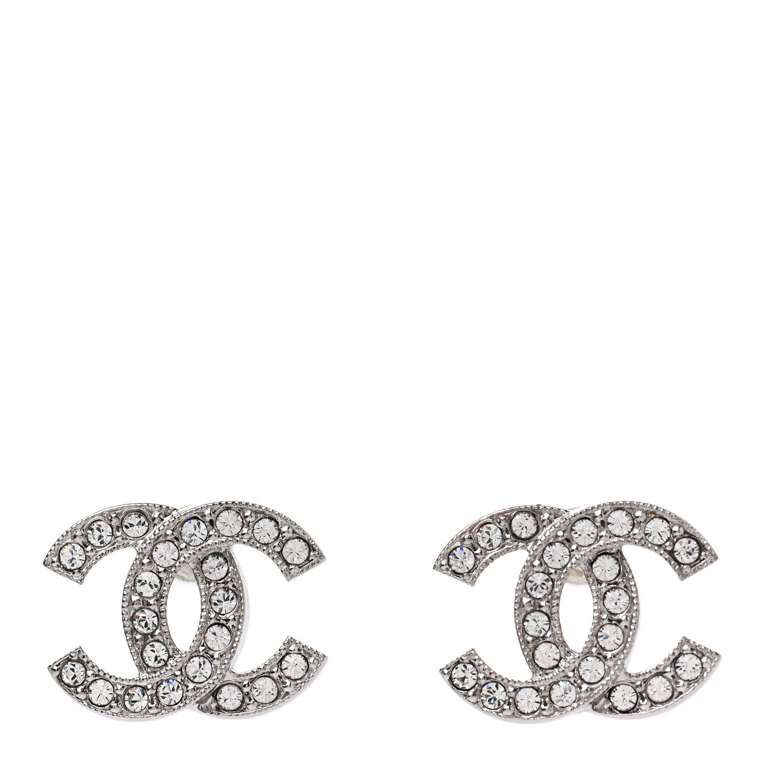 Chanel Crystal CC Earrings Silver 1 of 4