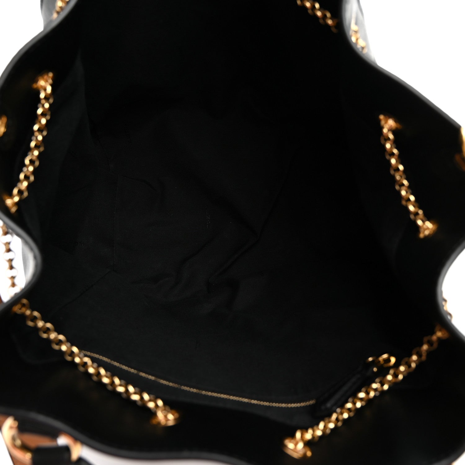 Fendi Vitello Grace King Karligraphy Chain Bucket Bag Black Bisquit 5 of 12
