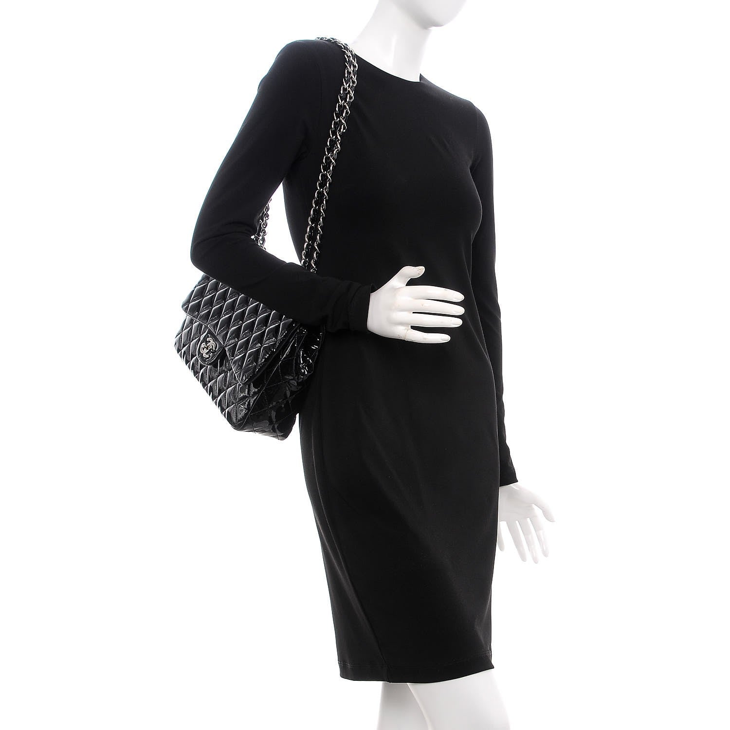 Chanel Patent Quilted Jumbo Single Flap Black 3 of 10