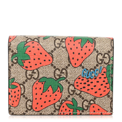 Gucci GG Supreme Monogram Strawberry Card Case 1 of 8