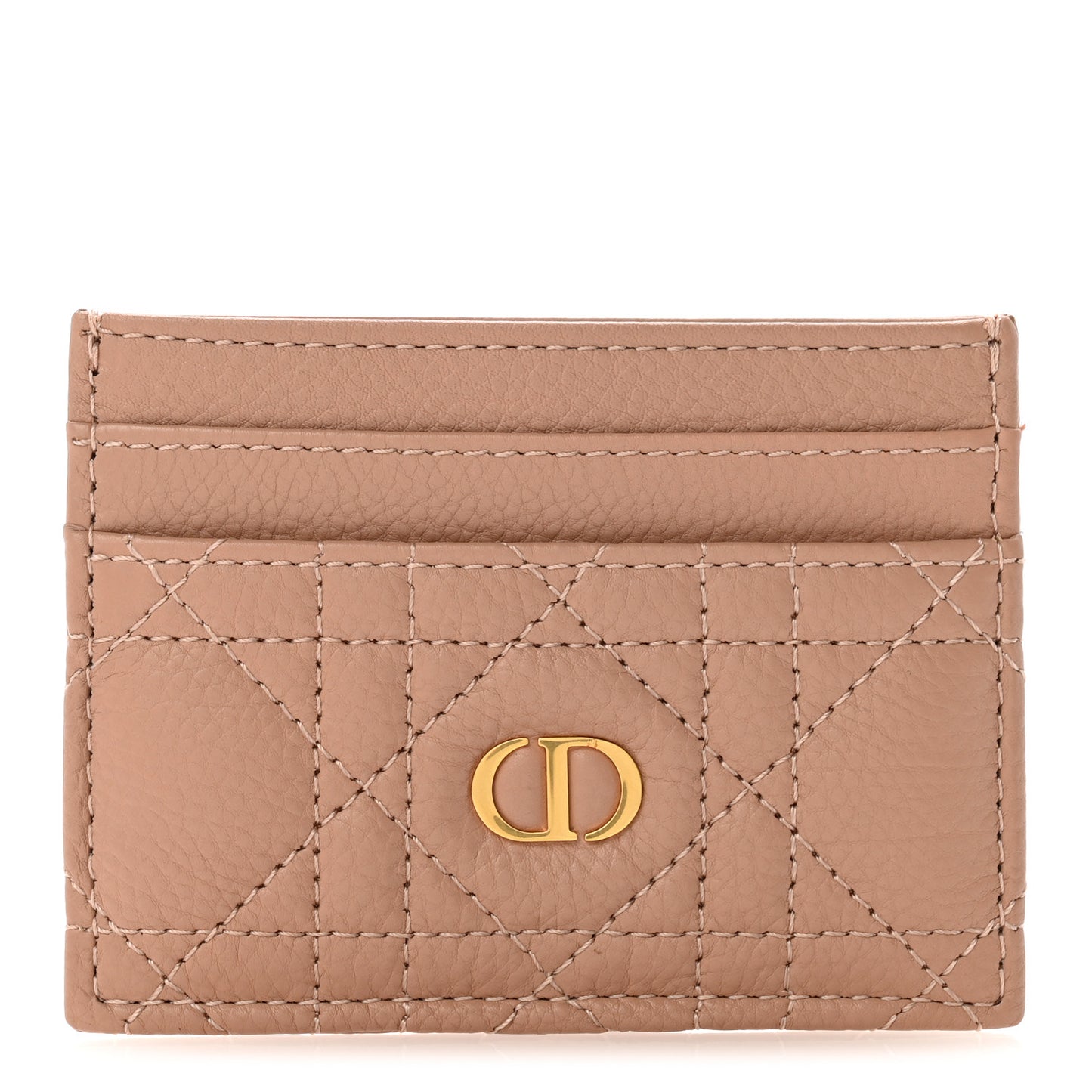 Supple Calfskin Cannage Caro Freesia Card Holder Rose De Vents