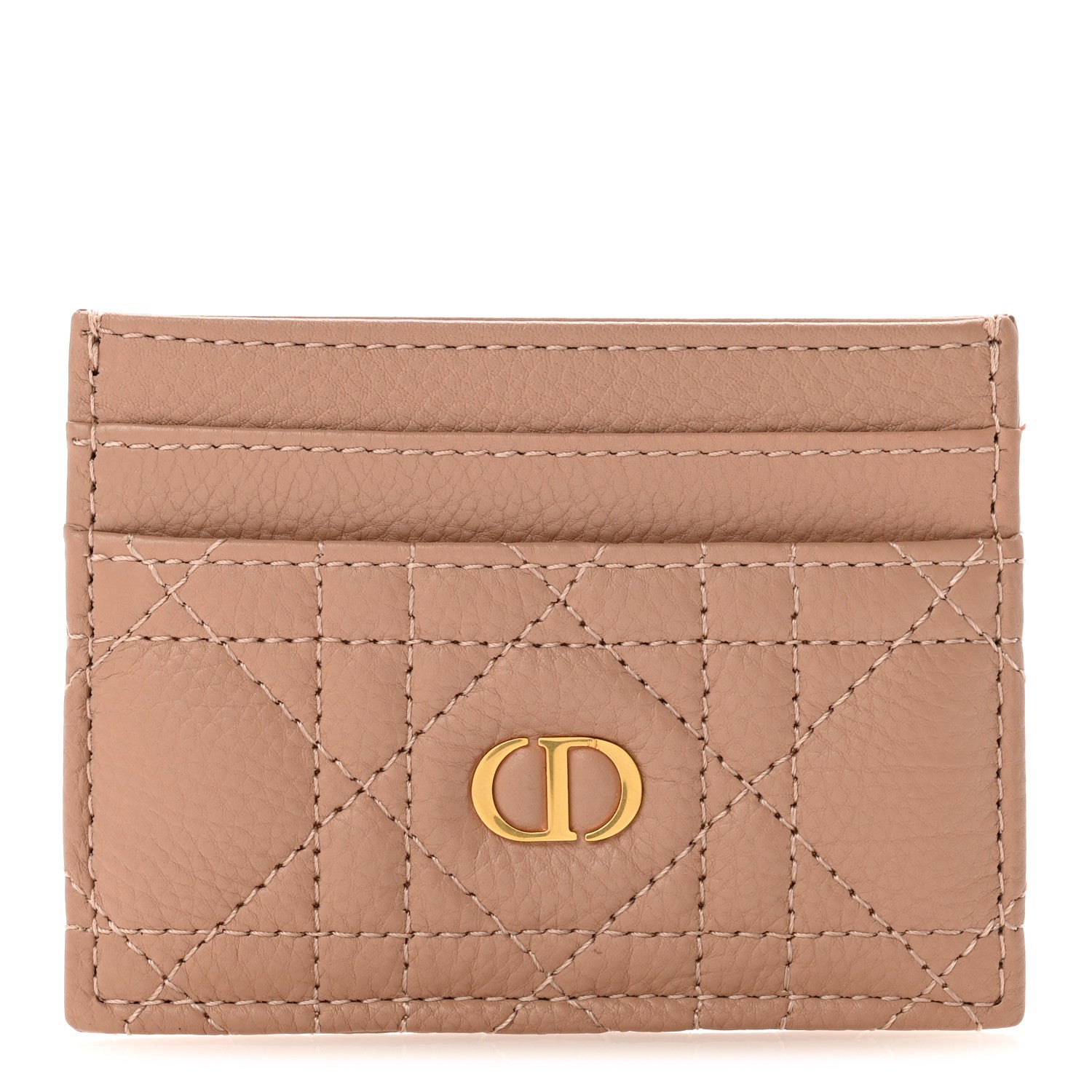 Christian Dior Supple Calfskin Cannage Caro Freesia Card Holder Rose De Vents 1 of 9