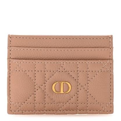 Christian Dior Supple Calfskin Cannage Caro Freesia Card Holder Rose De Vents 1 of 9