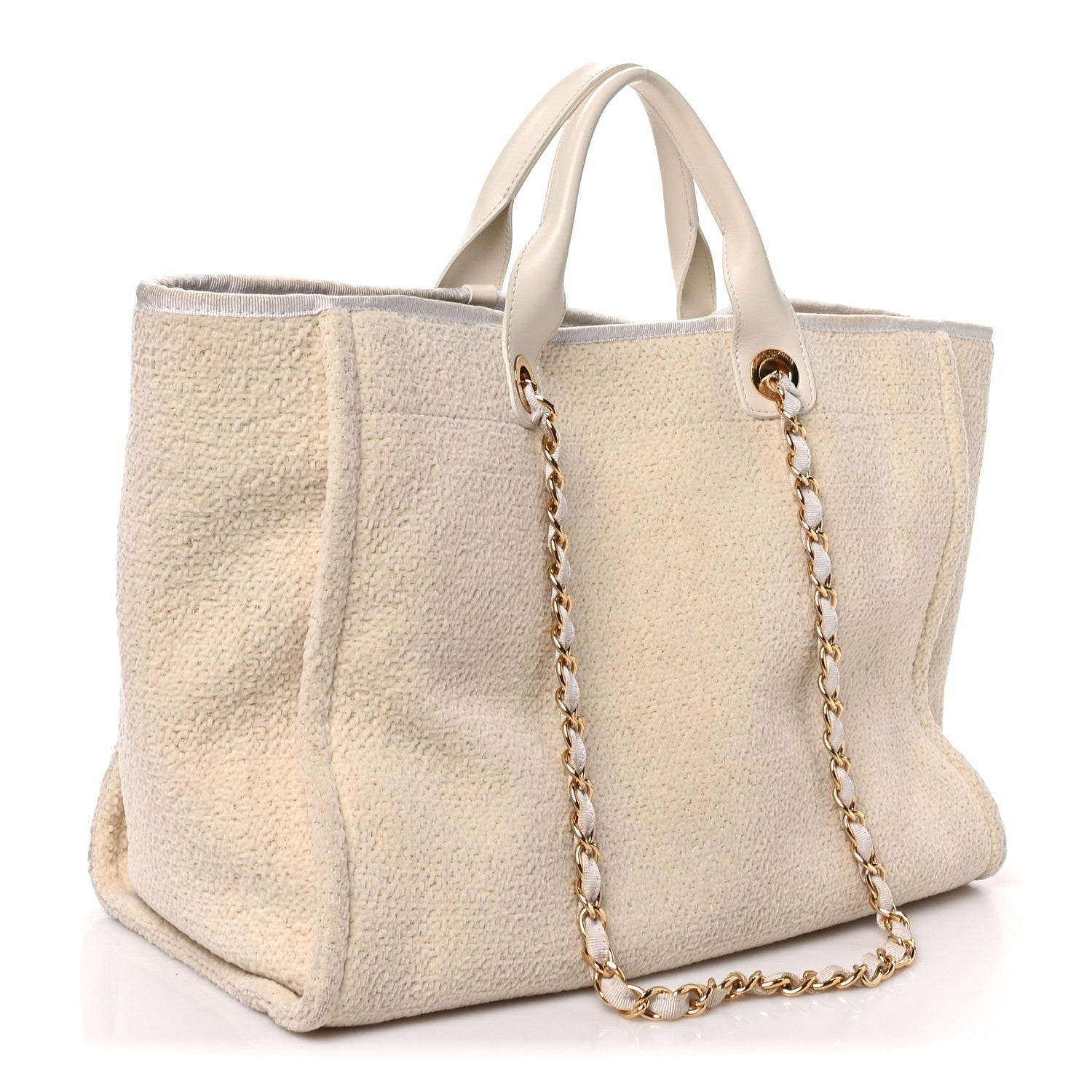 Chanel Canvas Large Deauville Tote White 3 of 10