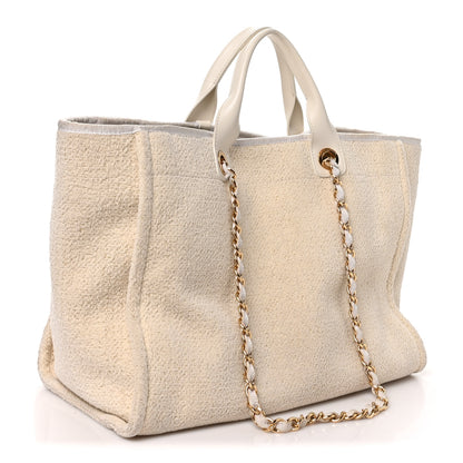 Chanel Canvas Large Deauville Tote White 3 of 10