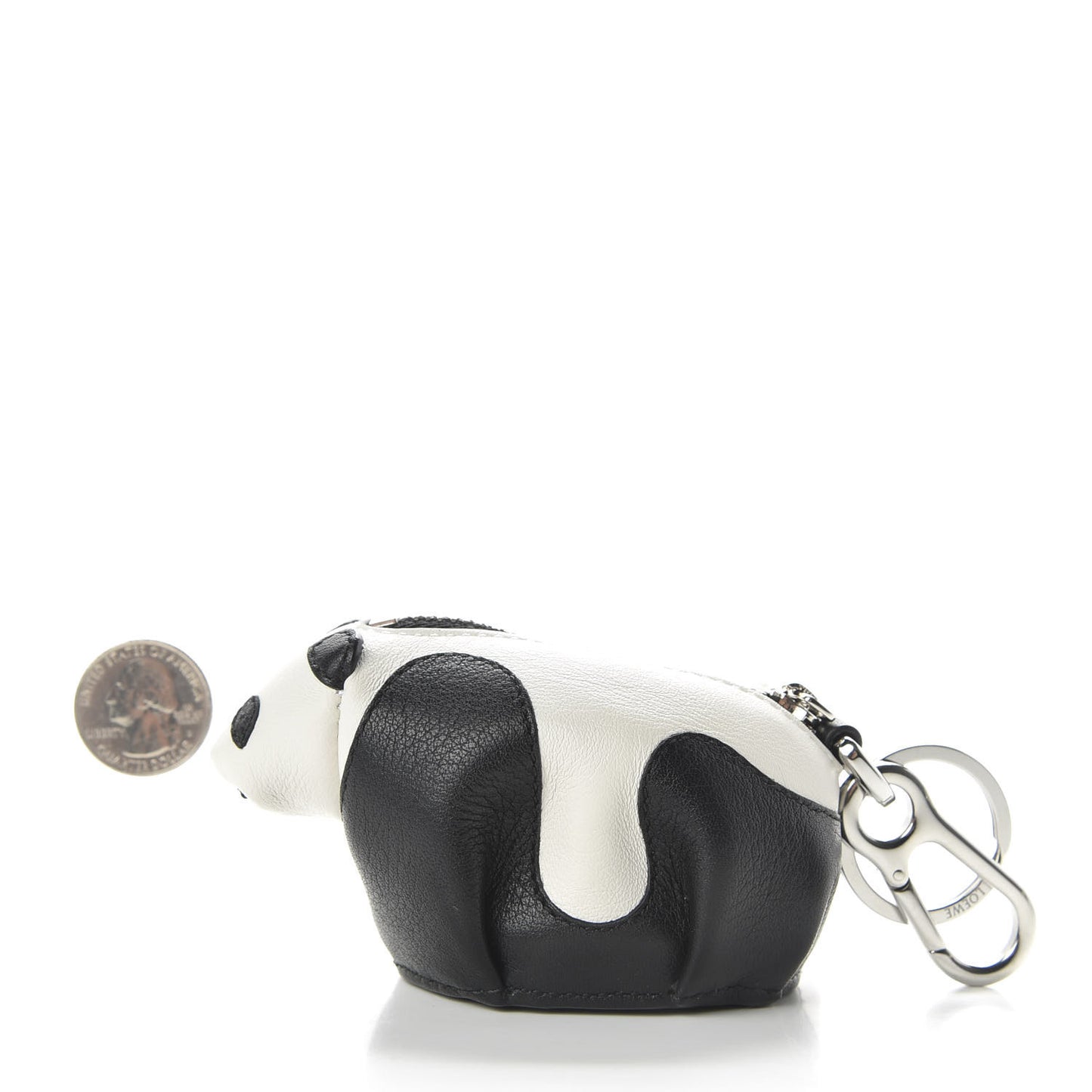 Calfskin Panda Coin Pouch Bag Charm Key Holder Black White