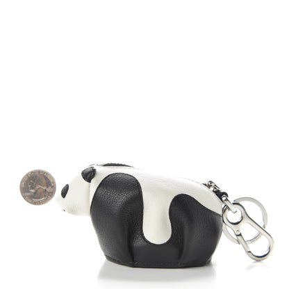 Loewe Calfskin Panda Coin Pouch Bag Charm Key Holder Black White 2 of 8