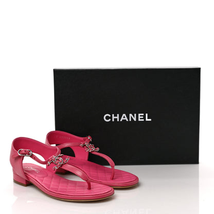 Chanel Lambskin CC Logo Thong Flat Sandals 36 Pink 9 of 9