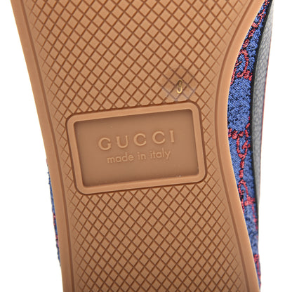 Gucci Lurex Calfskin Web GG Monogram Mens Falacer Sneakers 8 Iridescent Blue Iridescent Red Silver 10 of 12