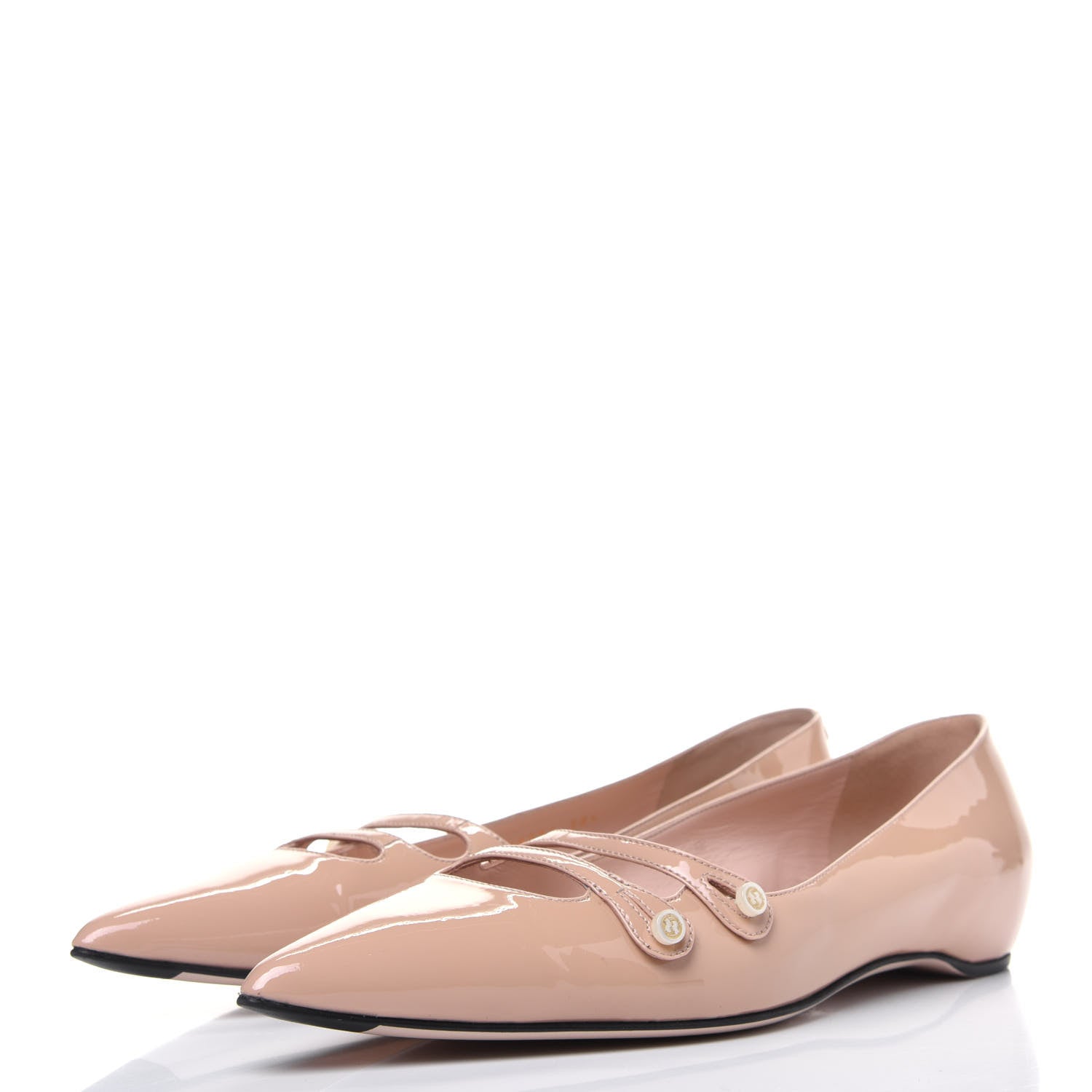 Gucci Patent Double Strap Aneta Flats 38.5 Pink Apricot 3 of 12