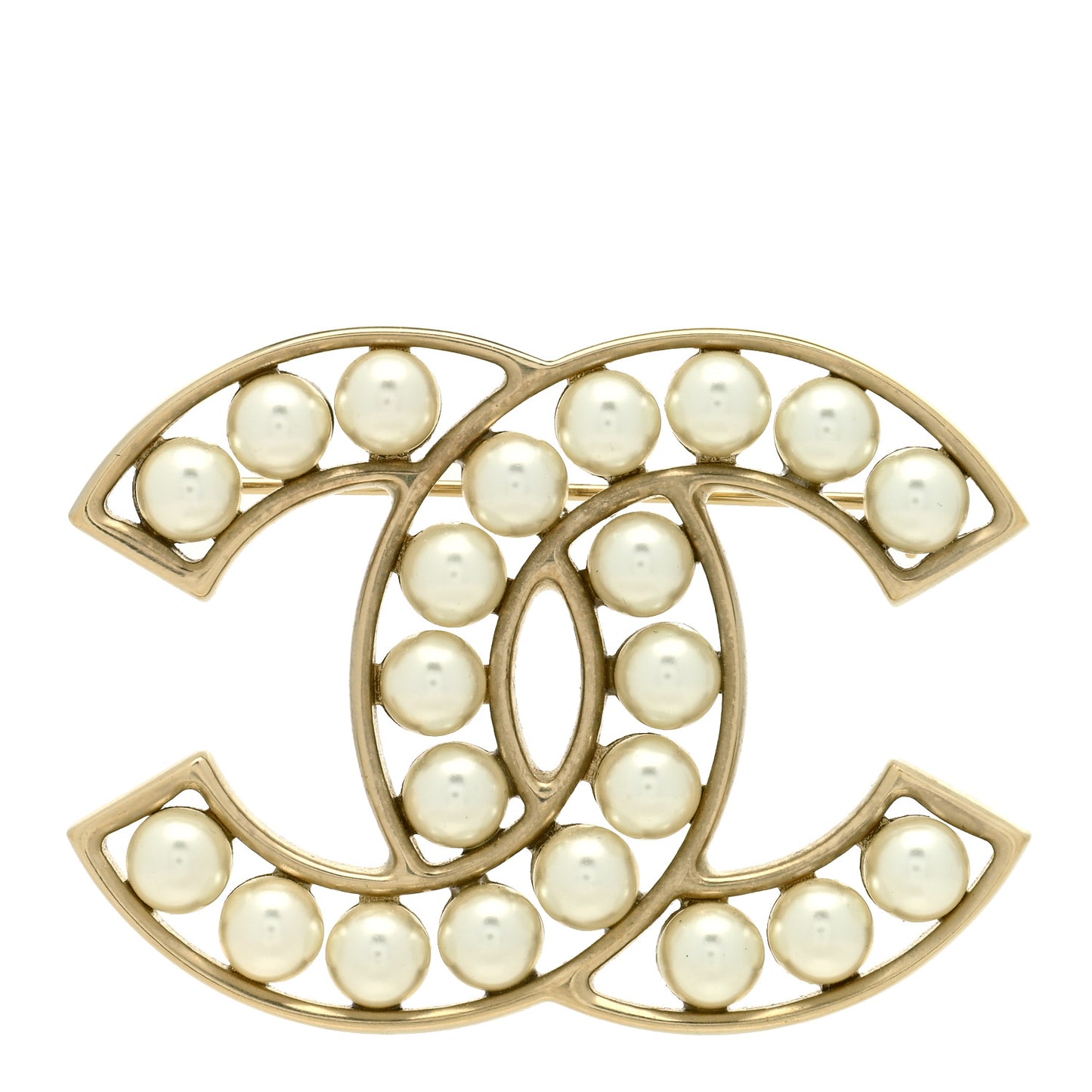 Pearl CC Brooch Light Gold