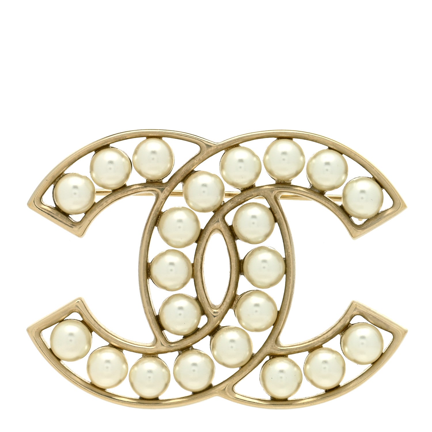Chanel Pearl CC Brooch Light Gold 1 of 3
