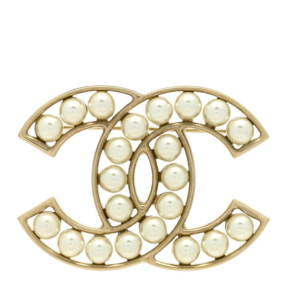 Chanel Pearl CC Brooch Light Gold 1 of 3