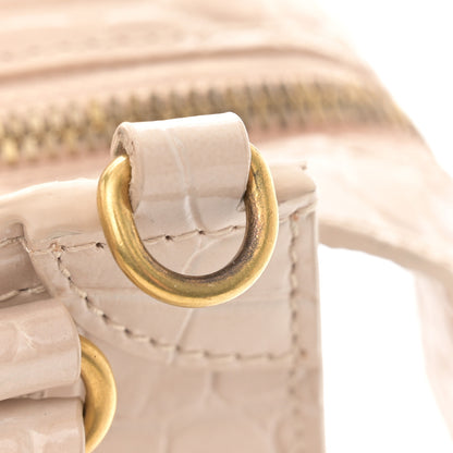 Balenciaga Shiny Supple Calfskin Crocodile Embossed Neo Classic Gold Hardware Mini City Light Beige 12 of 13