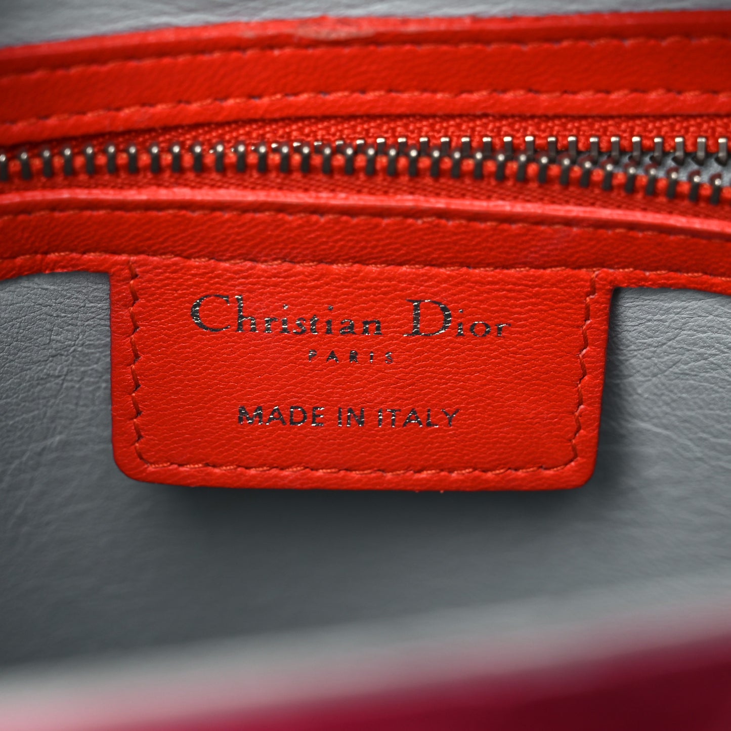 Lambskin Cannage Medium Tri-Color Lady Dior Fuchsia Orange