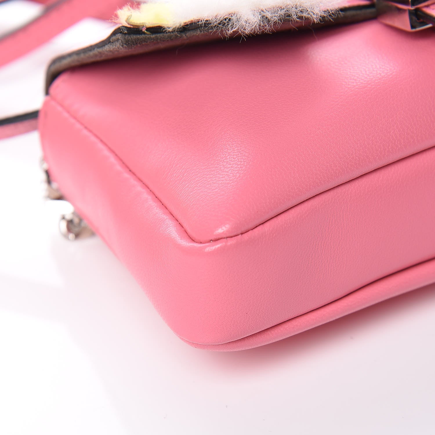 Fendi Nappa Rabbit Fox Fur Micro Buggie Baguette Rosa Fluo Multicolor 11 of 12
