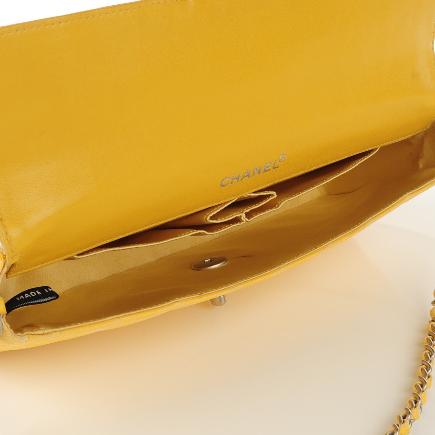 Chanel Nylon Quilted East West Travel Chocolate Bar Flap Yellow 5 of 9