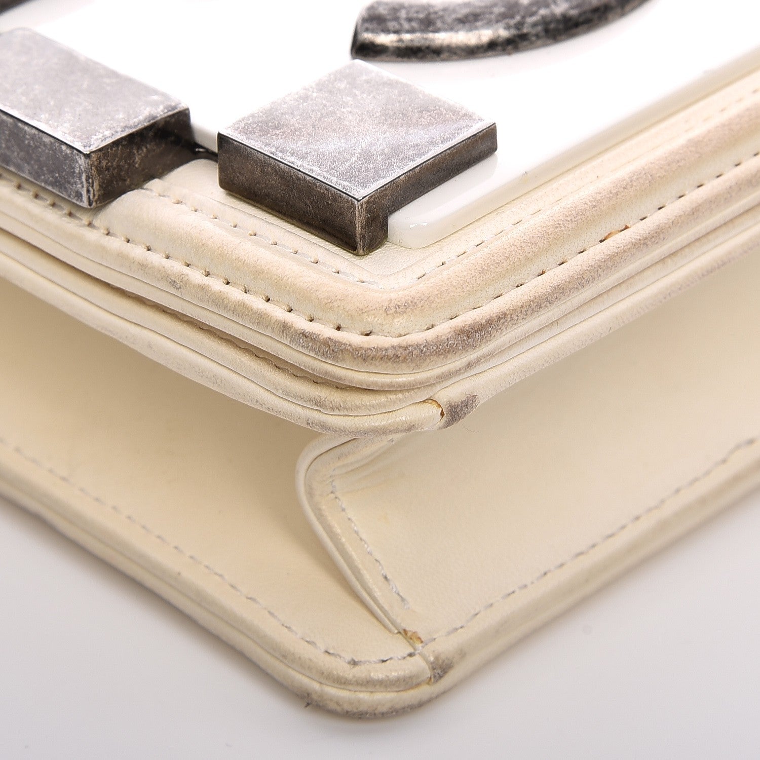 Chanel Lambskin Plexiglass Boy Brick Flap Dark White 12 of 16