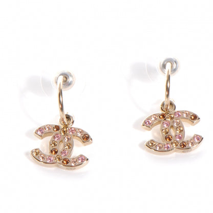 Chanel Crystal CC Hoop Earrings Gold 1 of 5