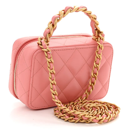 Chanel Lambskin Quilted Top Handle Mini Vanity Case Pink 3 of 9