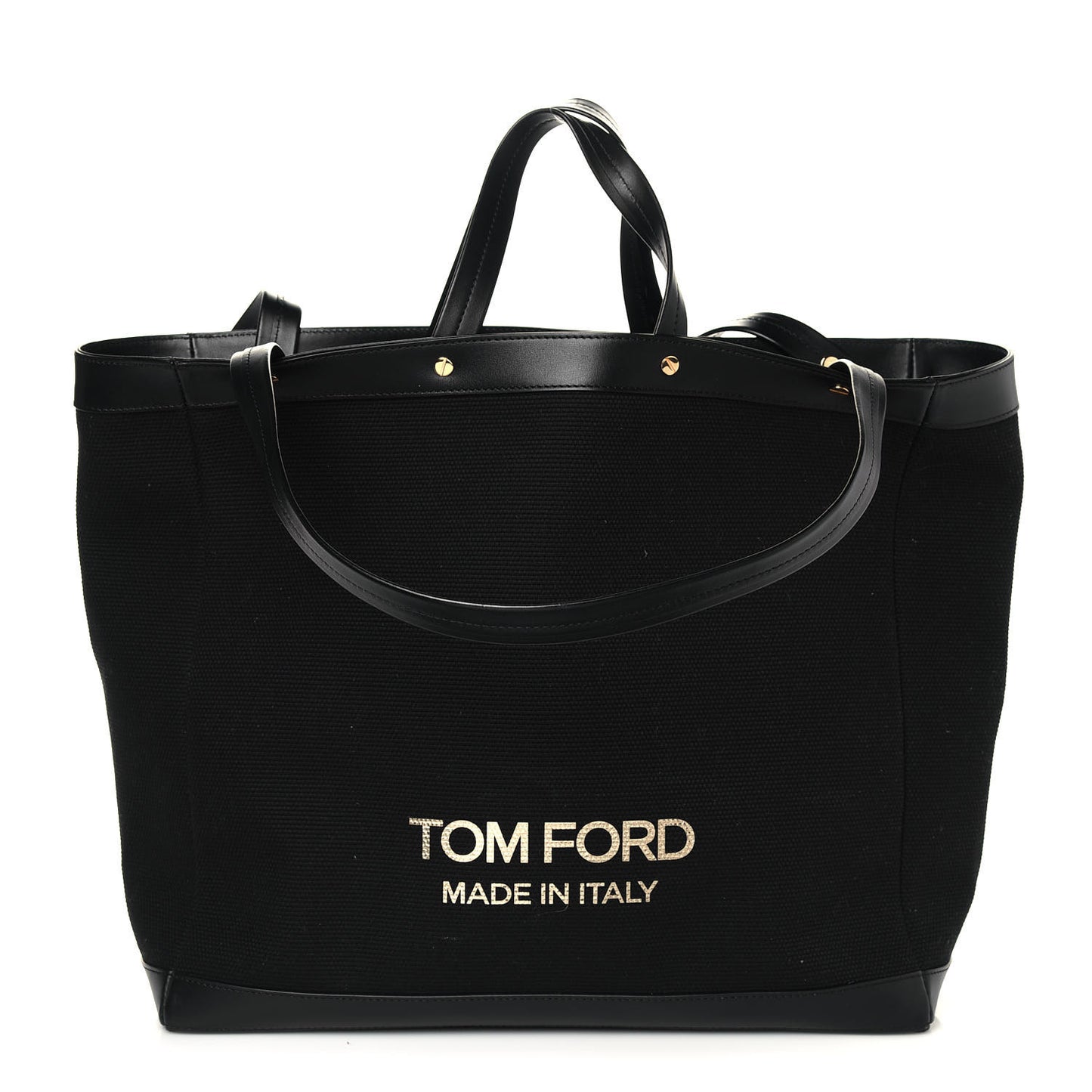 Canvas Calfskin Logo Tote Black