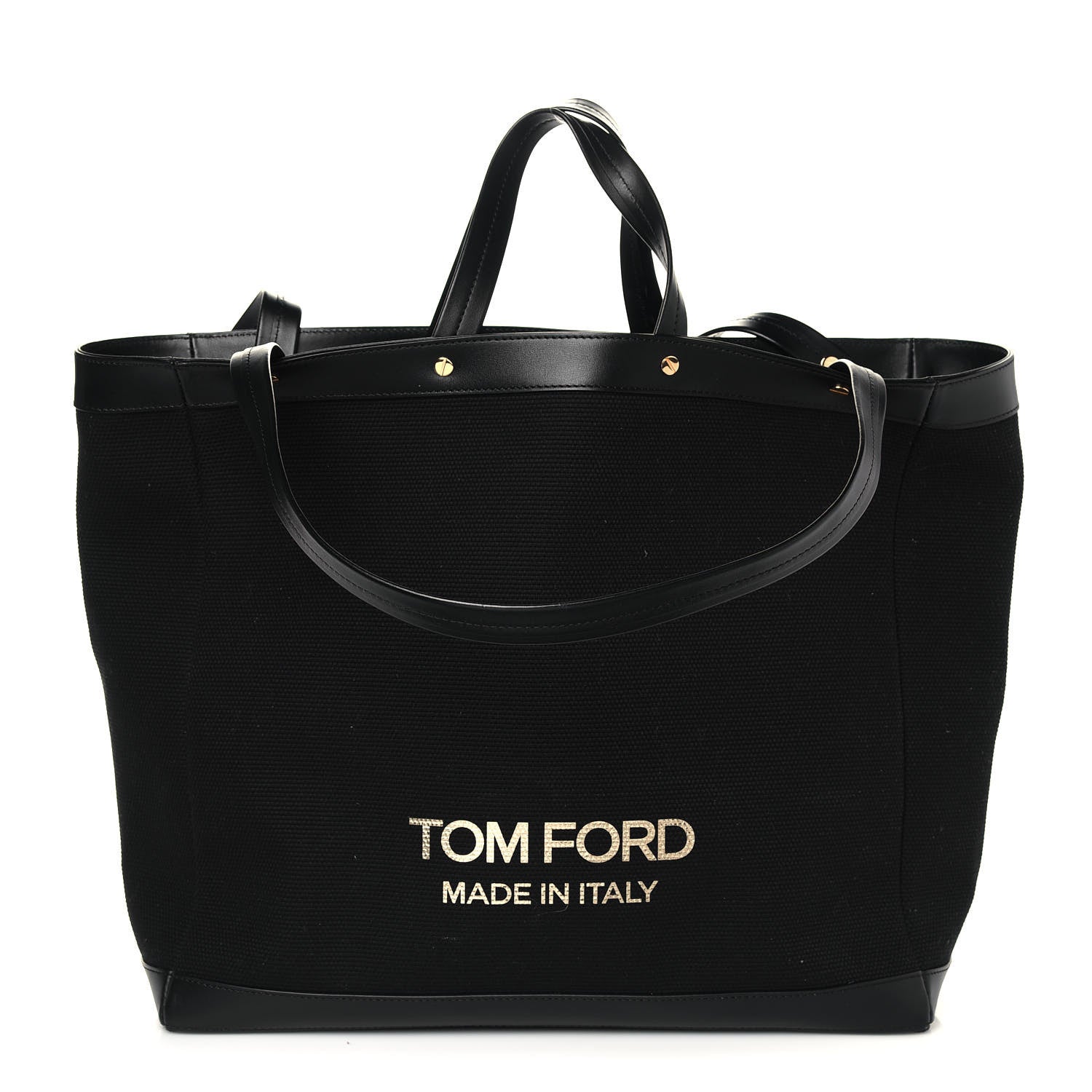 Tom Ford Canvas Calfskin Logo Tote Black 1 of 11