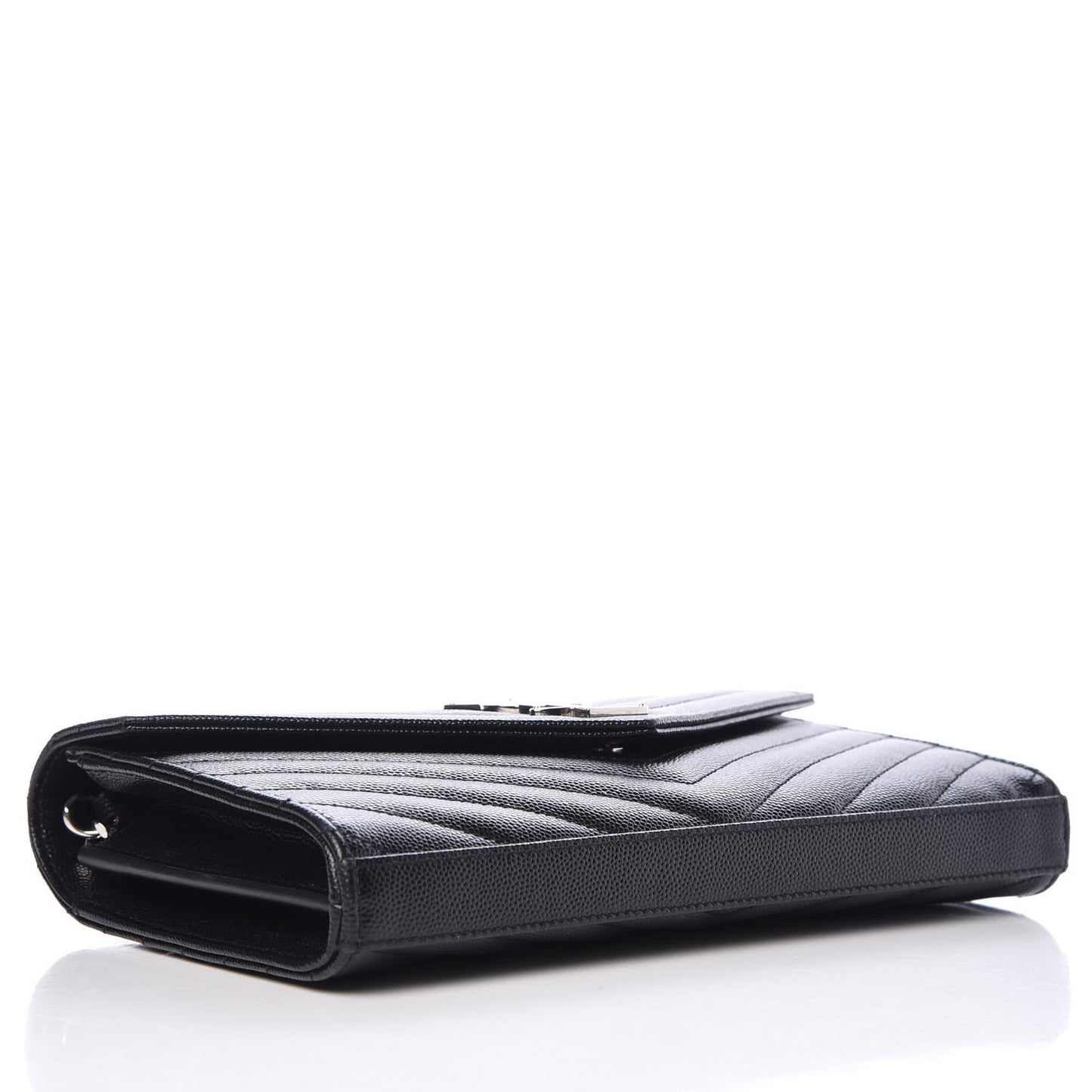 Grain De Poudre Matelasse Chevron Monogram Chain Wallet Black