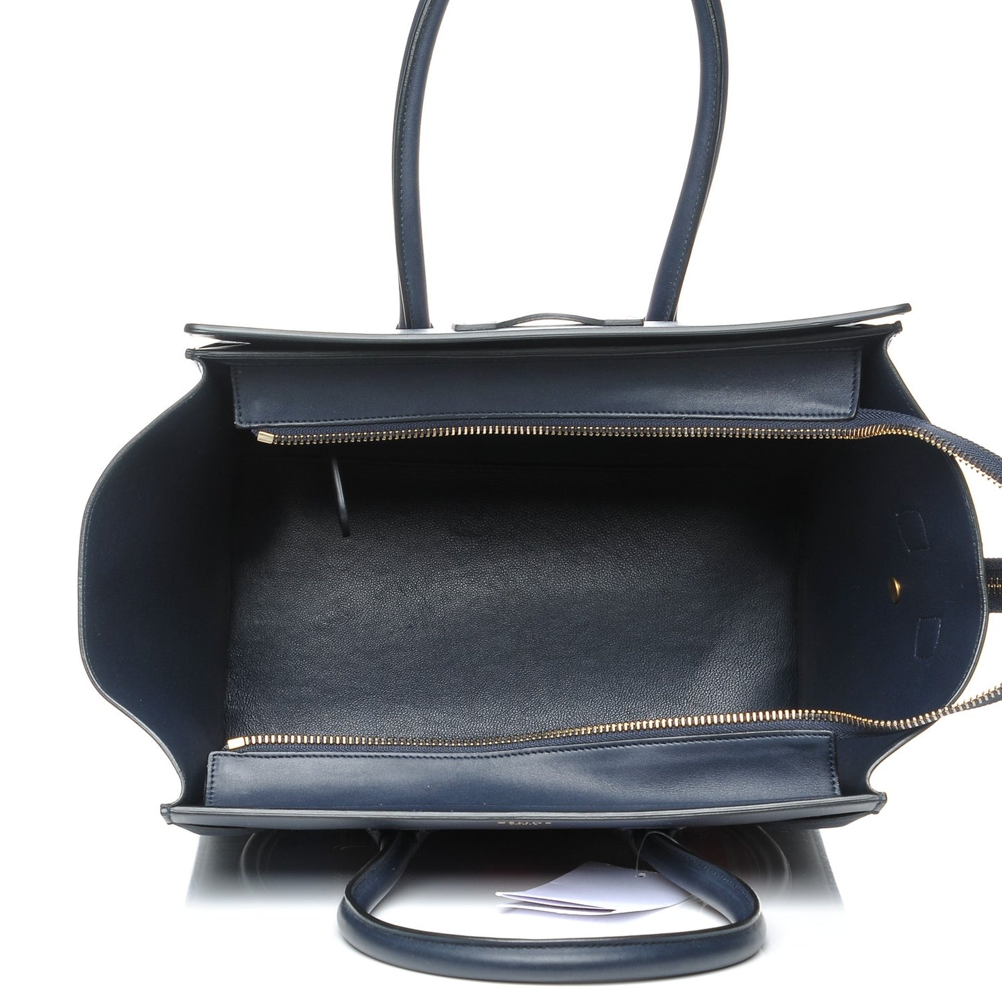 Smooth Calfskin Striped Cotton Canvas Mini Luggage Navy Blue