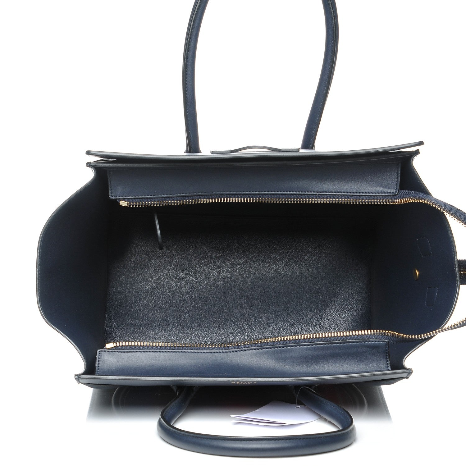 Celine Smooth Calfskin Striped Cotton Canvas Mini Luggage Navy Blue 5 of 7