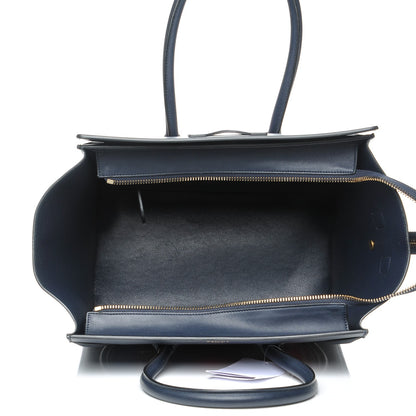 Celine Smooth Calfskin Striped Cotton Canvas Mini Luggage Navy Blue 5 of 7