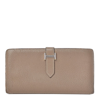 Hermes Chevre Mysore Bearn Gusset Wallet Etoupe 1 of 18