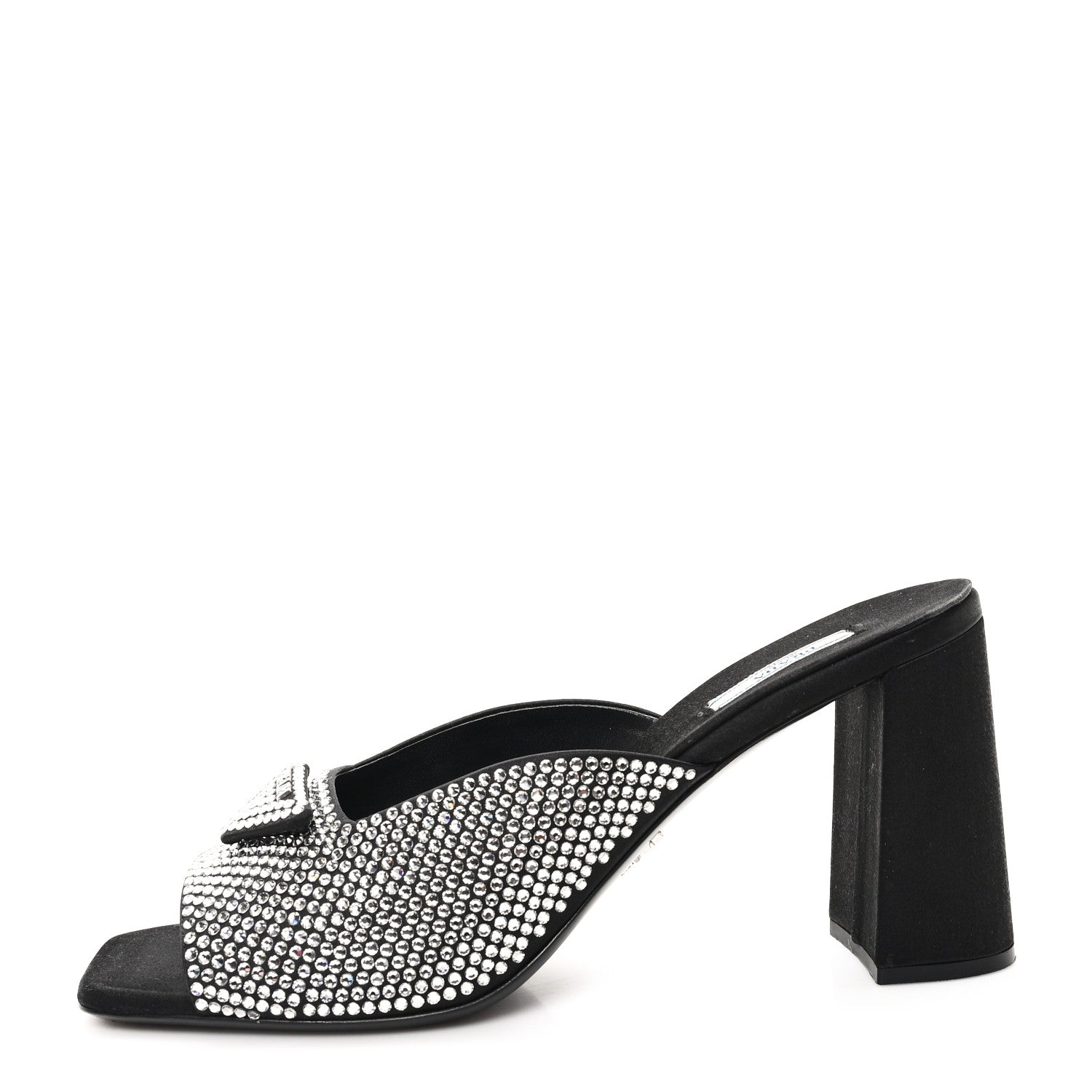 Prada Satin Crystal Logo 65mm Slide Sandals 41 Cristal 1 of 9