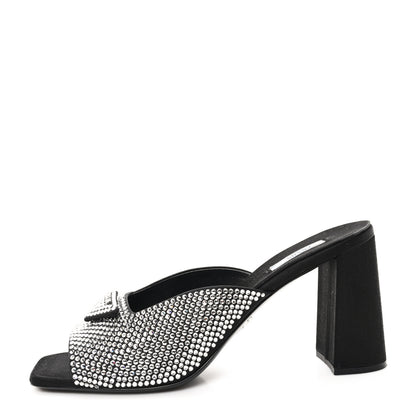 Prada Satin Crystal Logo 65mm Slide Sandals 41 Cristal 1 of 9