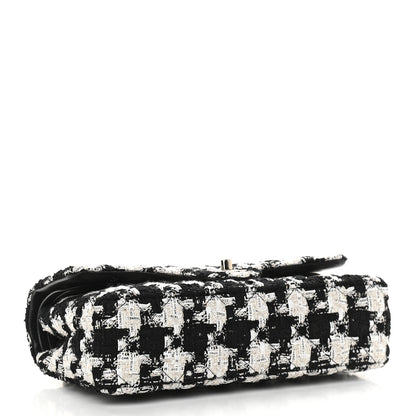 Chanel Tweed Quilted Medium Double Flap Black Ecru White 4 of 10