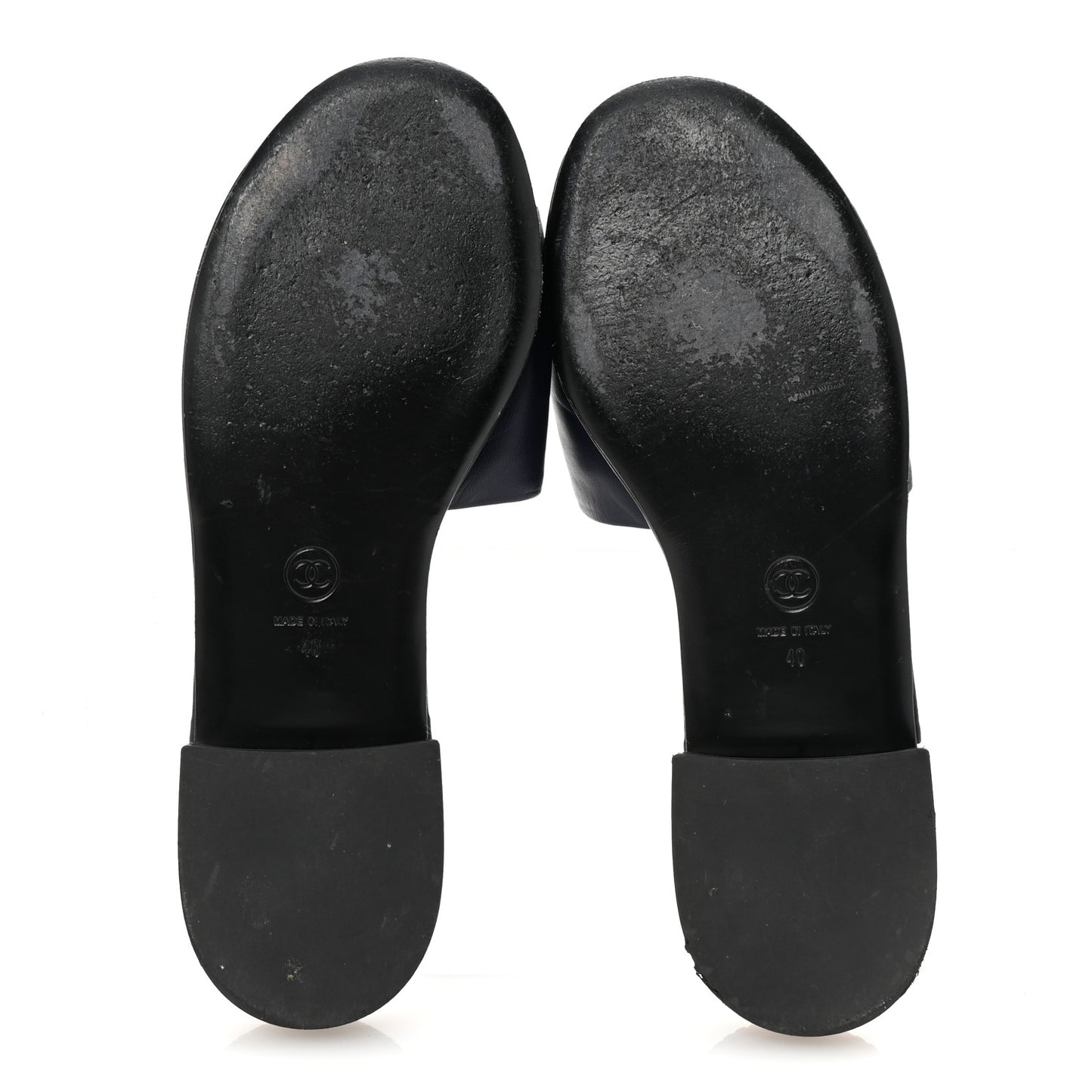 Lambskin CC Braided Mules 40 Navy Blue Black