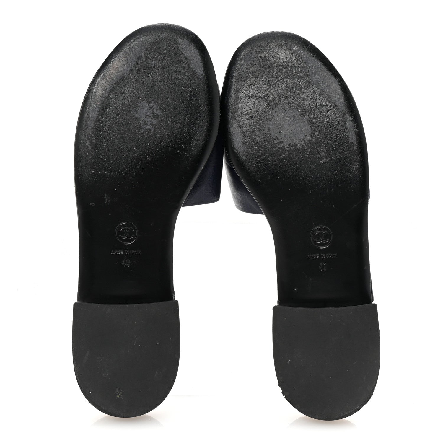 Chanel Lambskin CC Braided Mules 40 Navy Blue Black 6 of 10